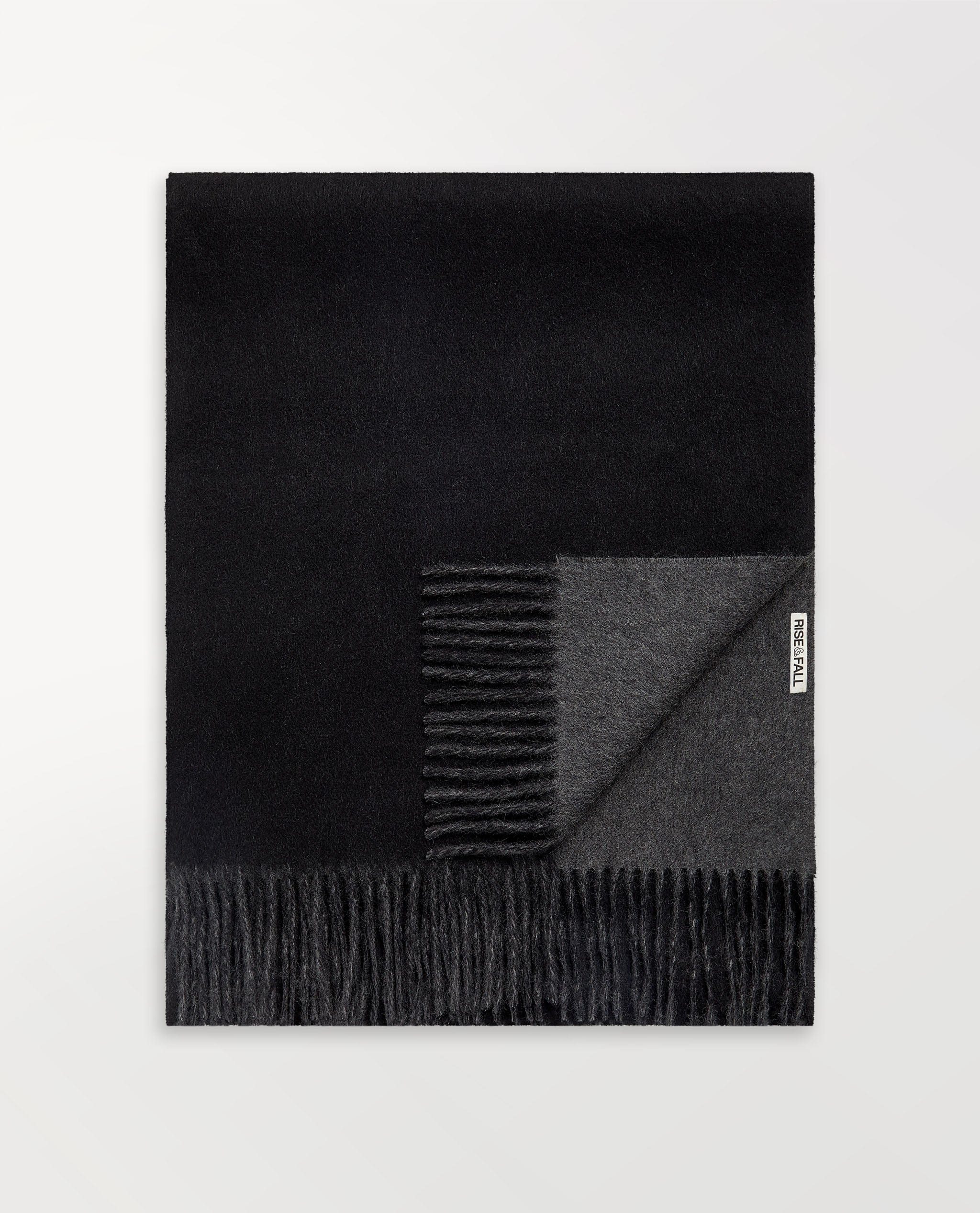 Finest Cashmere Double Faced Scarf - Charcoal & Black
