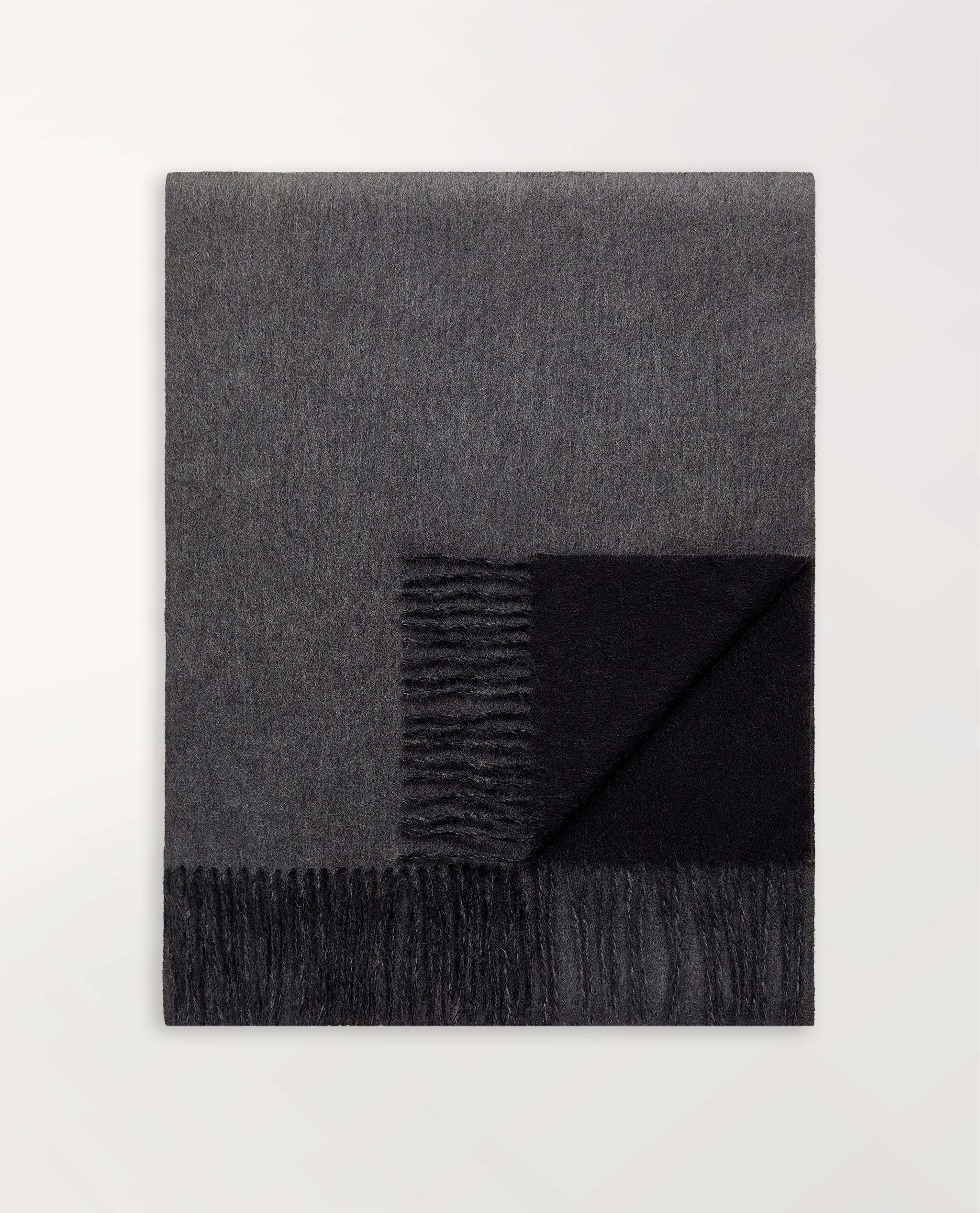 Finest Cashmere Double Faced Scarf - Charcoal & Black