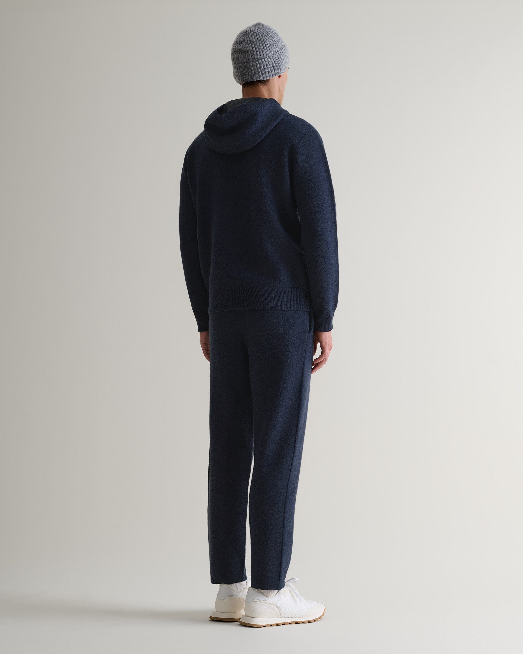Men's Cashmere Merino Double Faced Hoodie - Navy