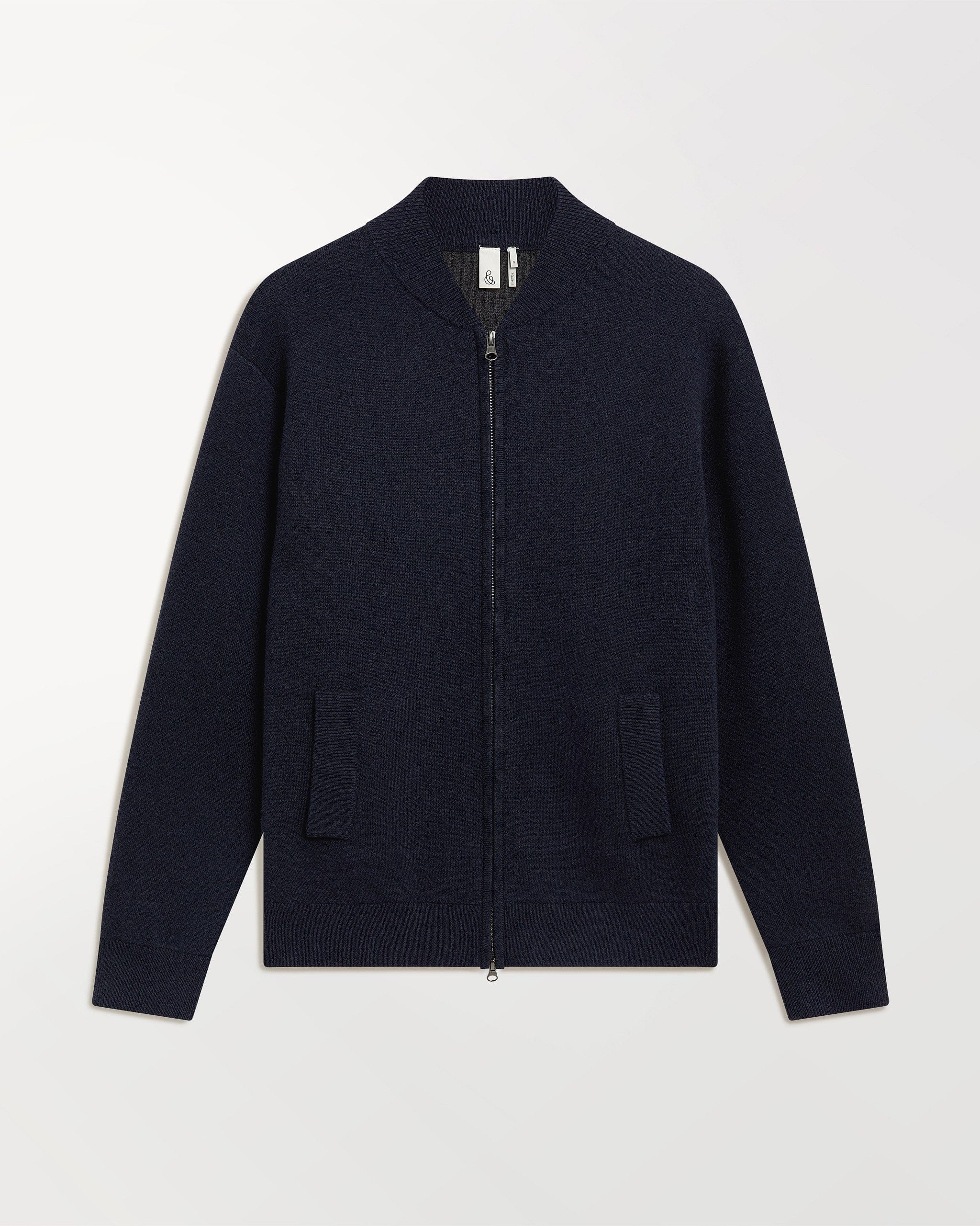 Men's Cashmere Merino Double Faced Zip Jumper - Navy