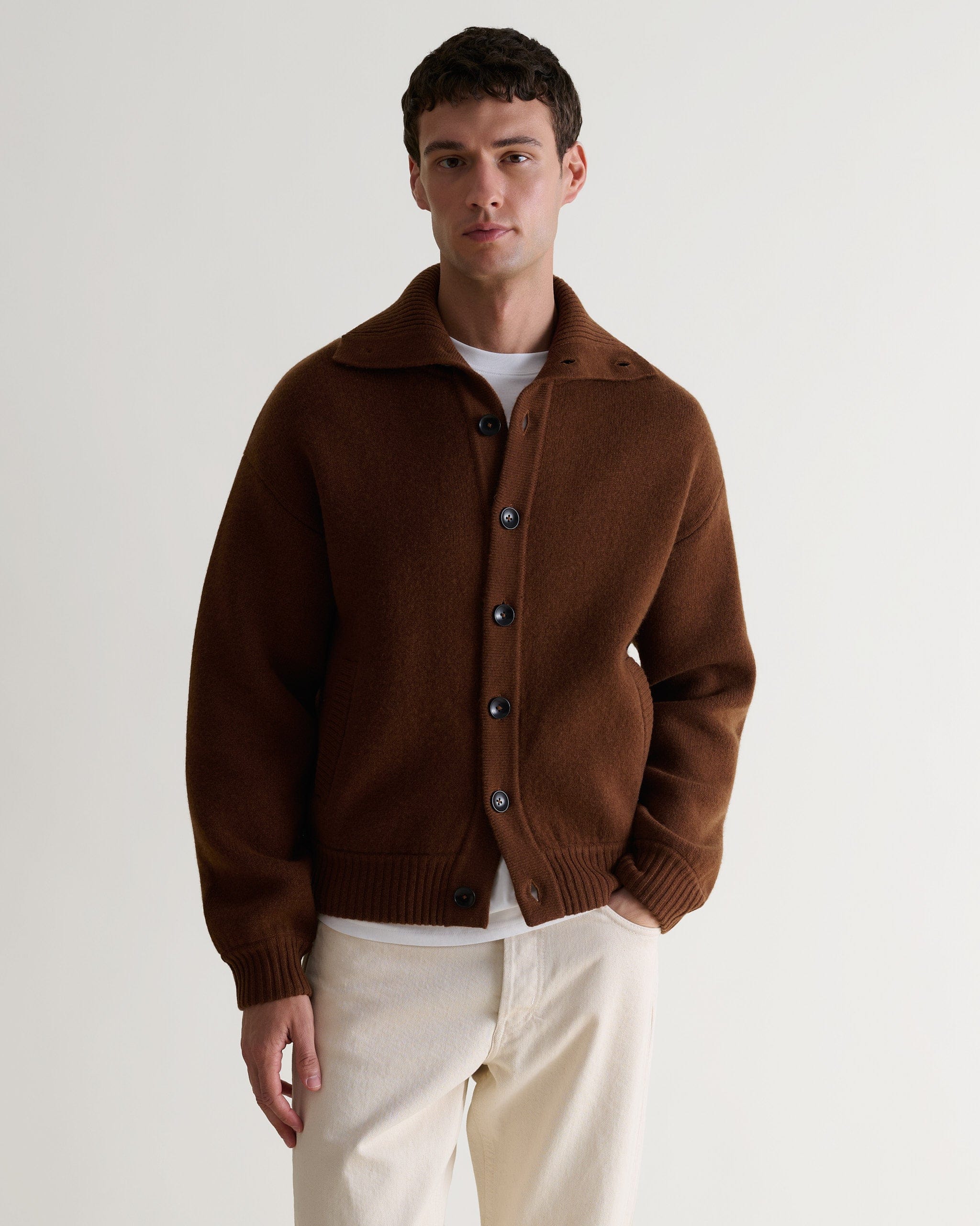 Men's Cashmere Merino Buttoned Cardigan - Burl