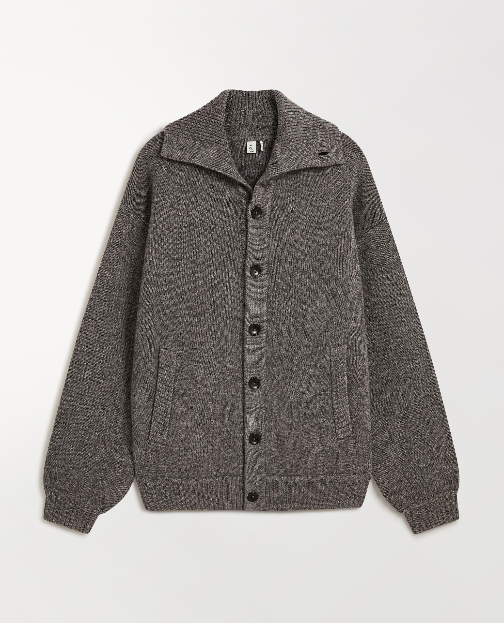Men's Cashmere Merino Buttoned Cardigan - Steel