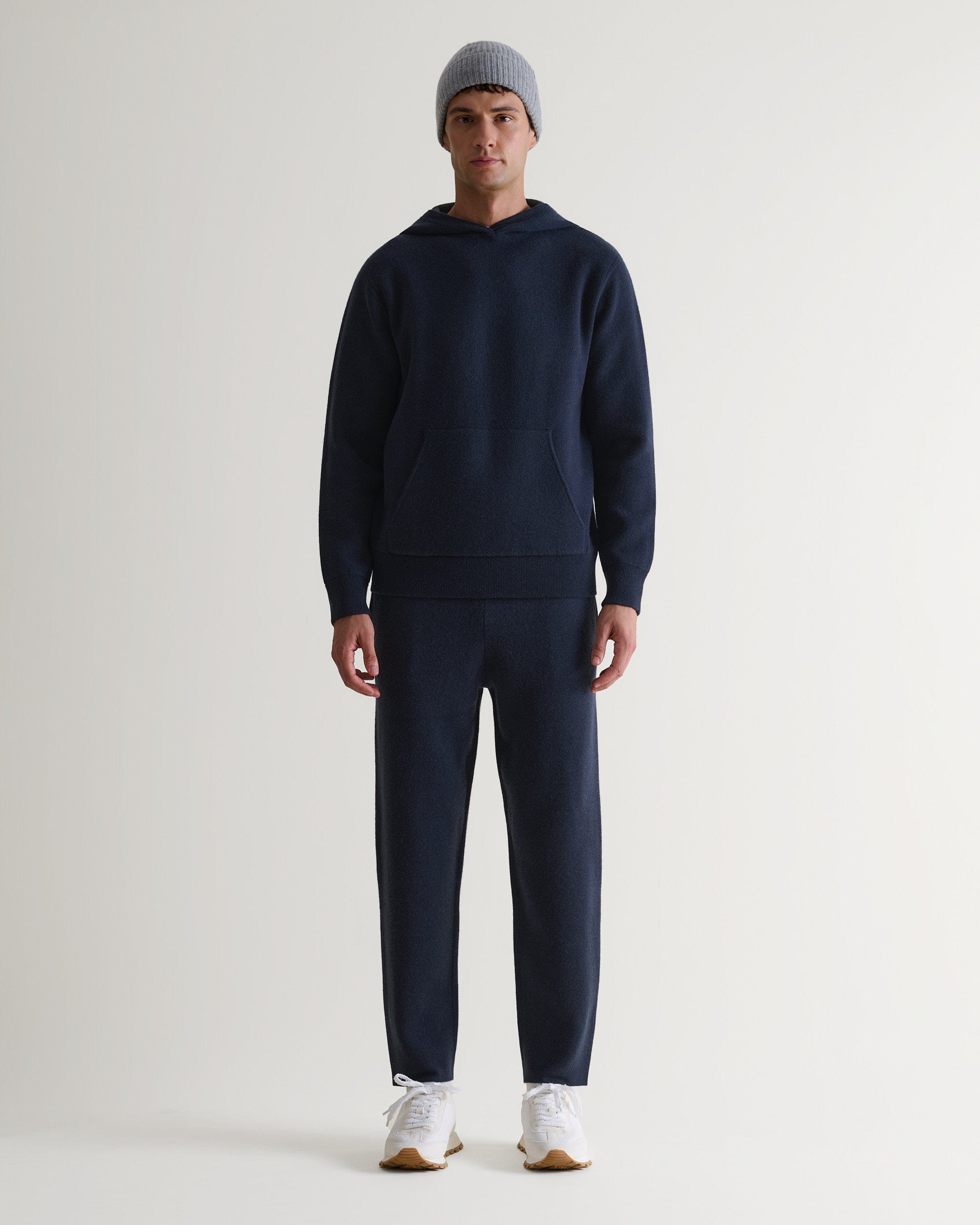 Men's Cashmere Merino Double Faced Hoodie - Navy